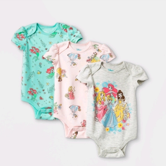 Disney One Pieces Disney Baby Set Of 3 Baby Onsies Princess Poshmark
